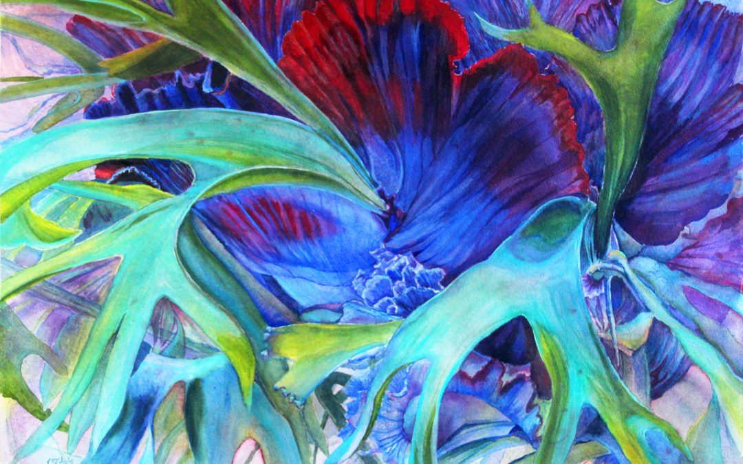 Artist Theresia McInnis, Staghorn Watercolor